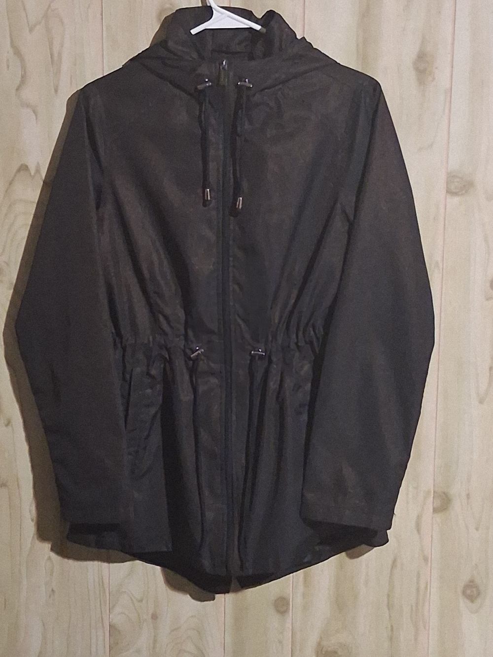 Jones New York Black with Brown Sparkle Hooded Drawstring Jacket XS